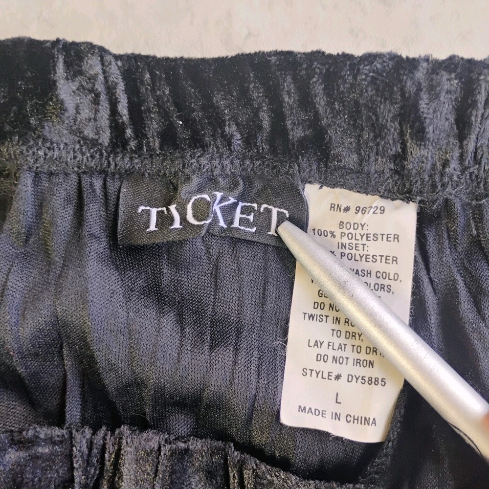 Y2K Crushed Velvet Burnout Midi Skirt Sz L Black Tulip Flared Godet Goth Witchy - Picture 5 of 9